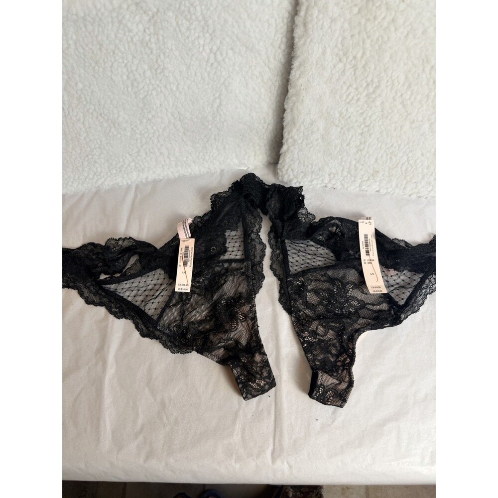 Victoria’s Secret Black Lace Panties Lot of 2 NWT Size L/G